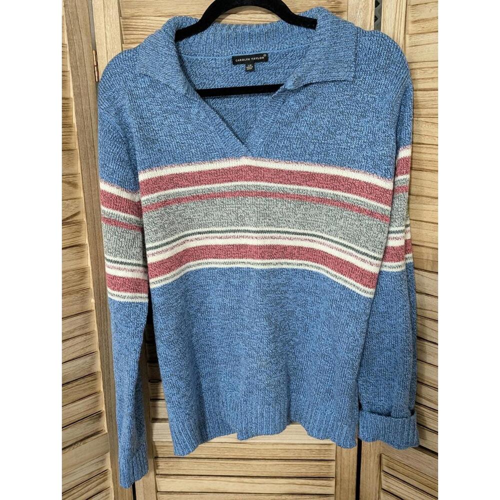 Carolyn Taylor  women's Striped‎ Crewneck knit Sweater size Large